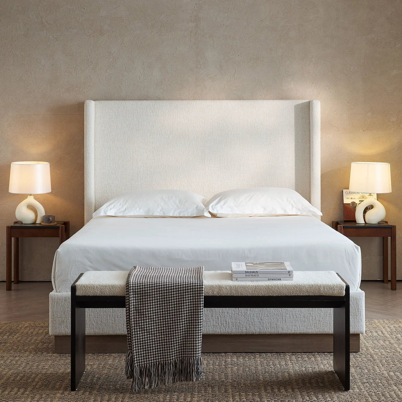 Hosford - Minimalist Upholstered Wingback Bed by HouseOfZazla