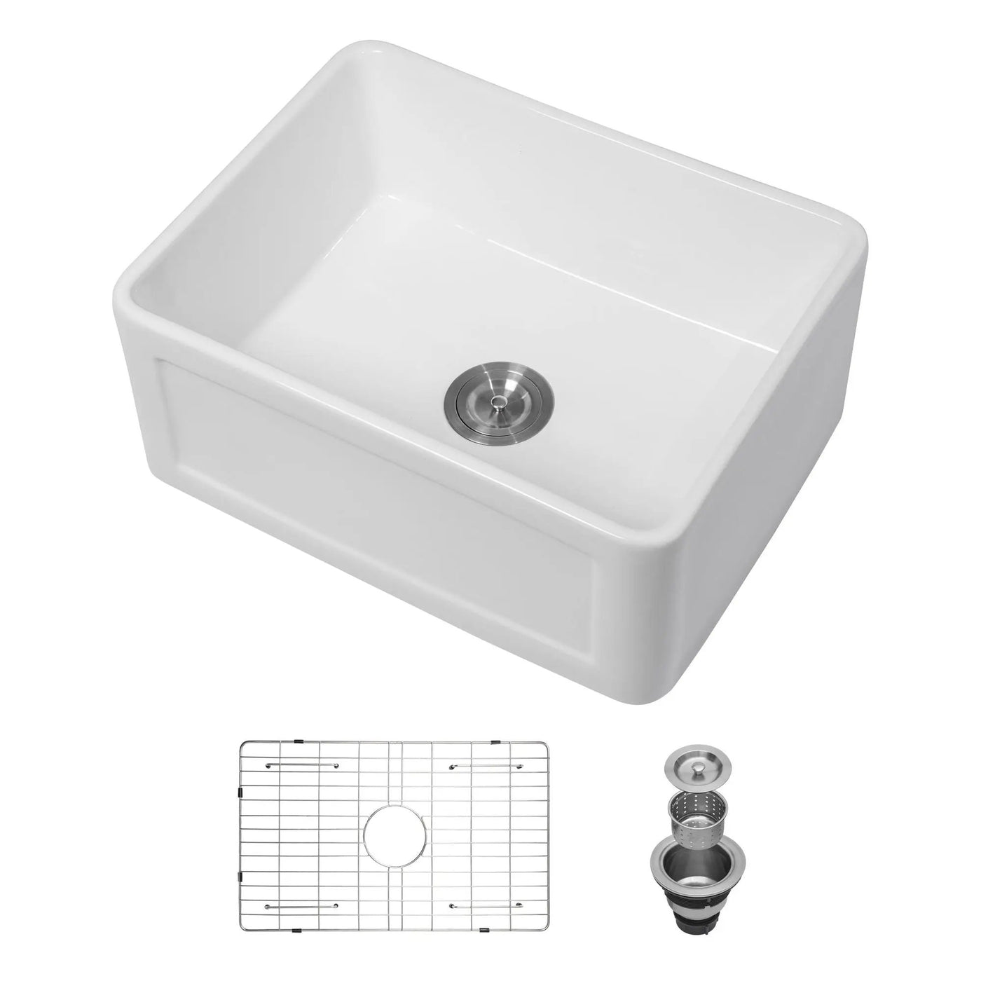 Apron Front Reversible Single Bowl Kitchen Sink & Grid And Strainer by HouseOfZazla