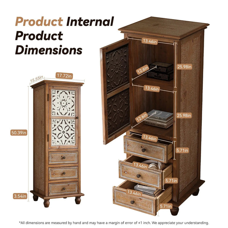 Rustic Wooden Storage Cabinet with Decorative Cutout Door & 3 Drawers by HouseOfZazla