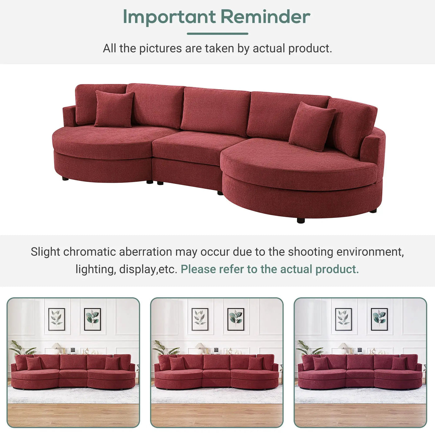 Modern 3 Seater Upholstered Sofa With Curved Design by HouseOfZazla