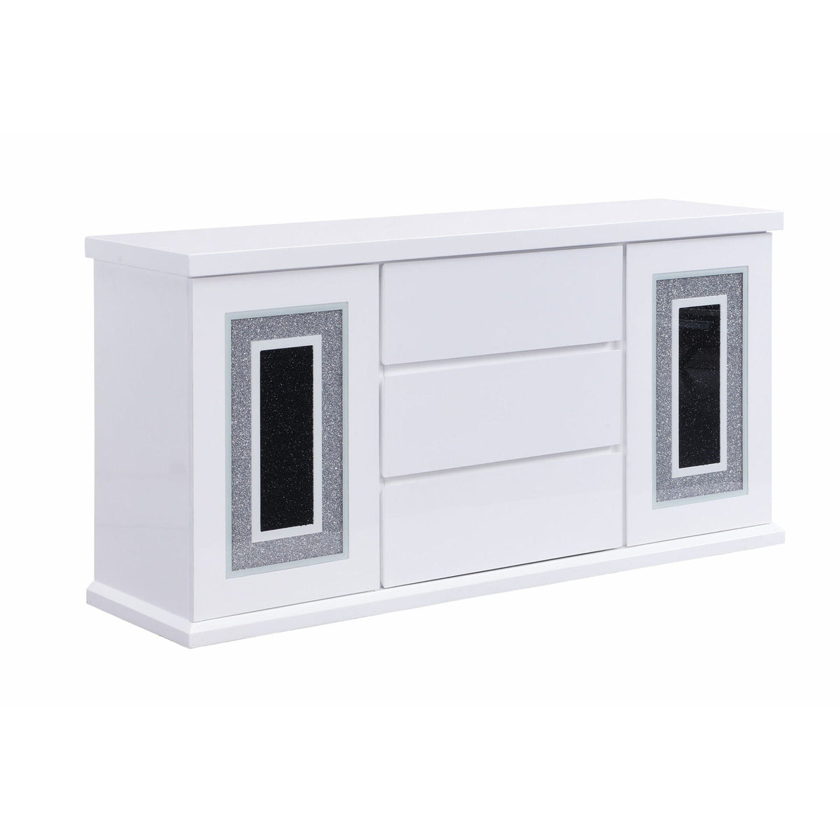 Buffet with Clear Glass Inlay - 61.8" Wide, High Gloss Finish