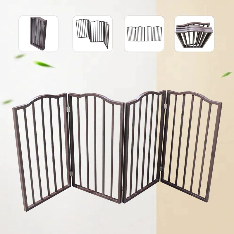 Pet Gate Dog Gate For Doorways, Stairs Or House Freestanding Folding - Dark Brown by HouseOfZazla