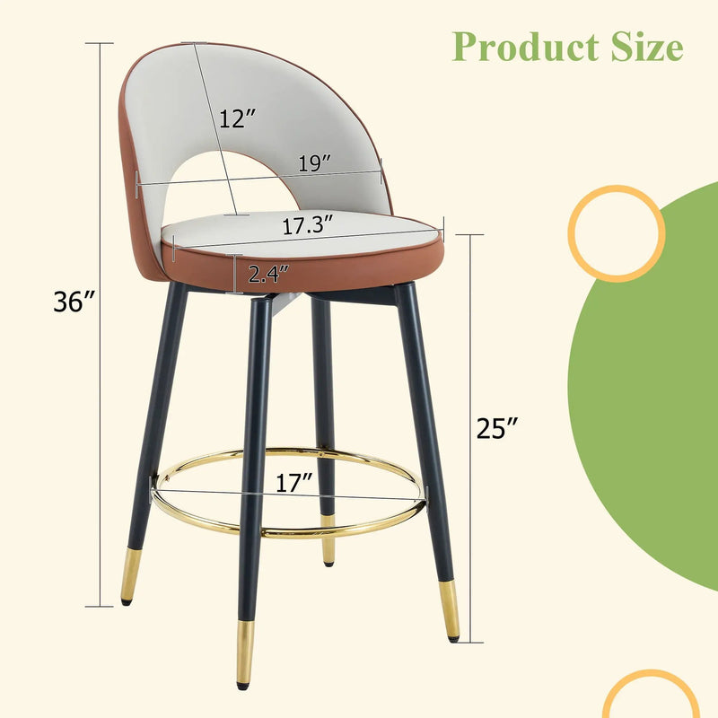 Upholstered Rotatable Bar Chair With Metal Legs For Dining Room by Unique Piece Furniture