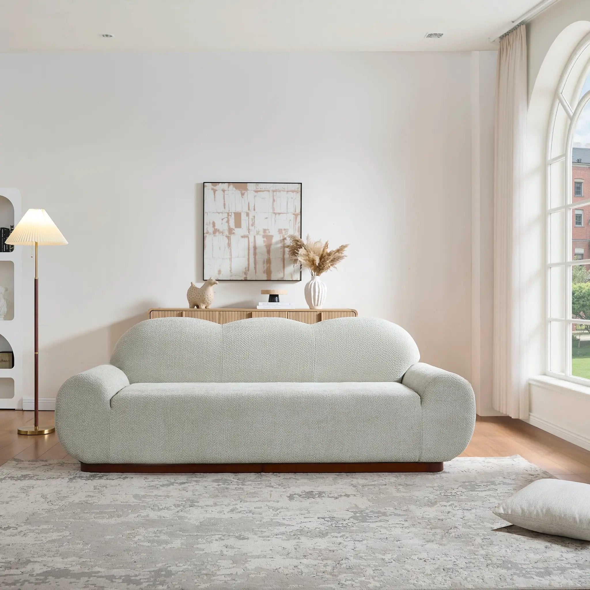 88in Round Arm Cloud Curved 3-Seater Modern Upholstered Boucle Sofa by HouseOfZazla