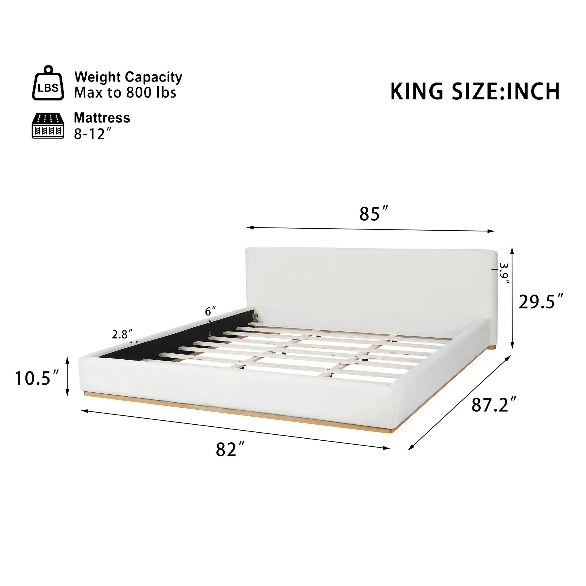 Elegant Upholstered Bed With Solid Wood Frame, King by HouseOfZazla
