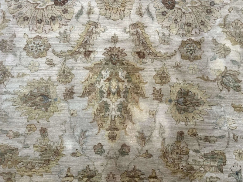 Palace Size Rug 12x15, Neutral Light Colors, Oat, Peshawar Chobi Oushak Rug, Handmade Wool Rug by Jewel Rugs