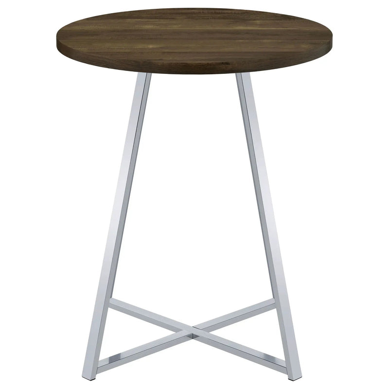Burkhart Round 35-inch Pub Height Bistro Bar Table Brown Oak by Unique Piece Furniture