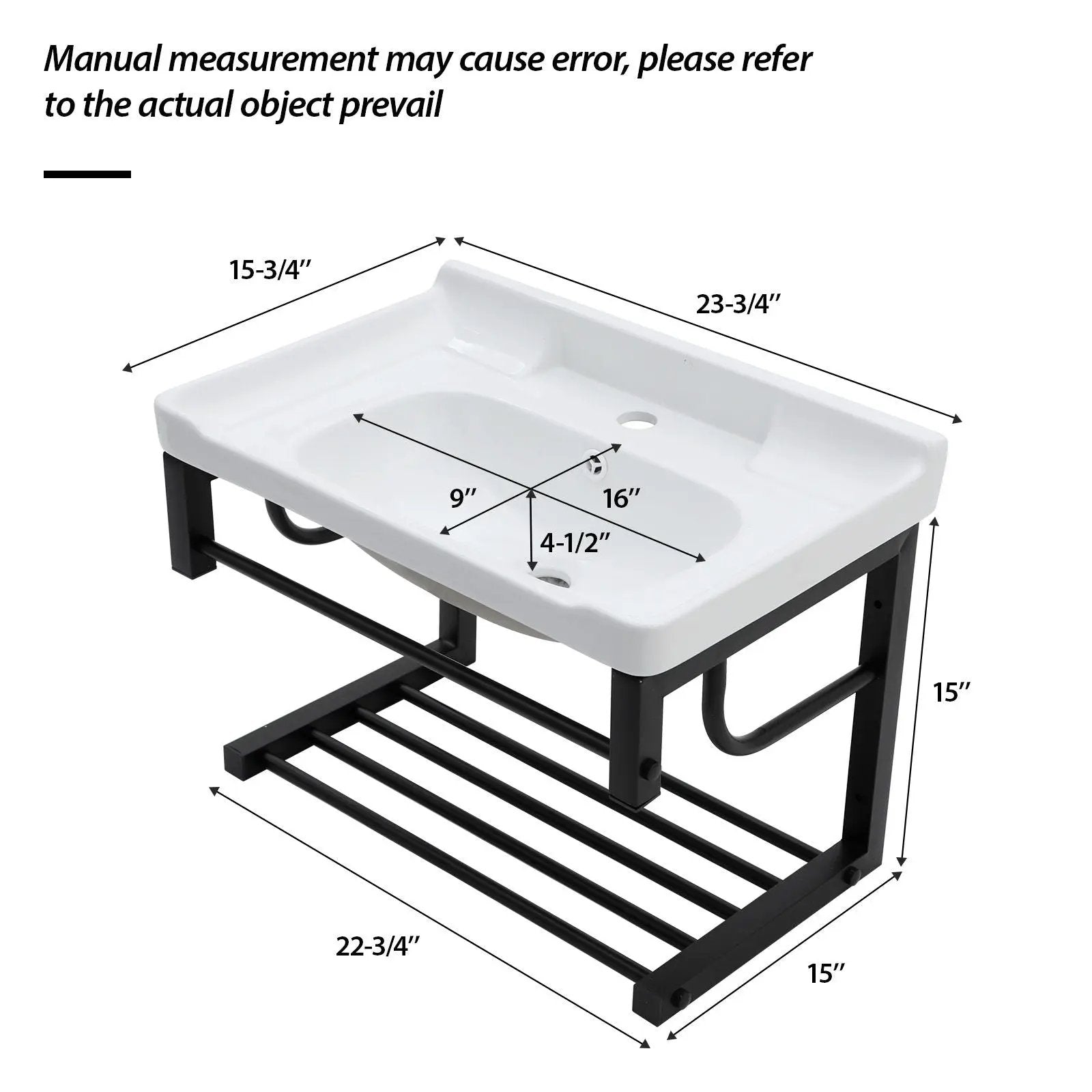 Wall Mounted Rectangular Bathroom Sink With Towel Bar & Overflow - White by Unique Piece Furniture