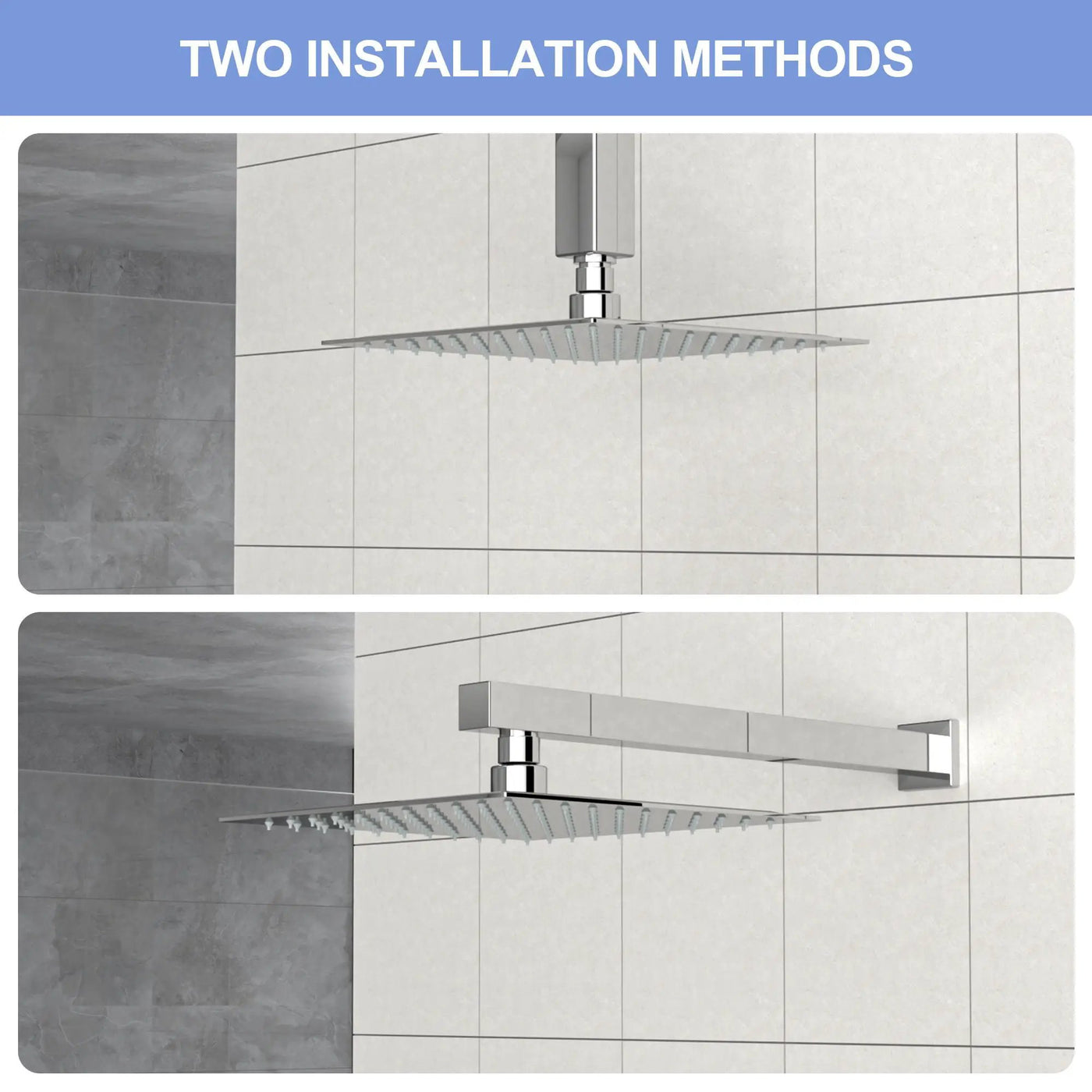 8" Square Rain Shower Head, Ceiling / Wall Mount Stainless Steel Bath Fixture by HouseOfZazla