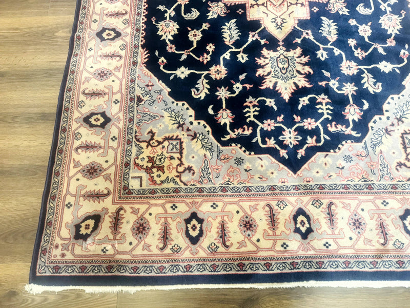 Karastan Rug Navy Serapi, Kara Shah Rug, Navy Blue, 5.6 x 8.6, Vintage Karastan Area Rug, Wool Pile Karastan Rug by Jewel Rugs
