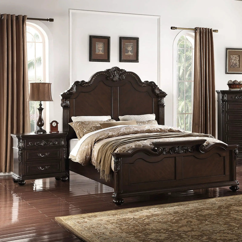 3 Piece Bedroom Set, Majestic Formal Bed With 2 Nightstands by HouseOfZazla