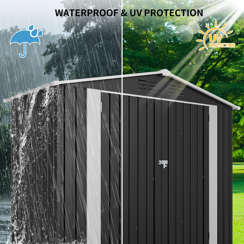 8ft x 4ft Outdoor Metal Storage Shed with Lockable Latch by HouseOfZazla