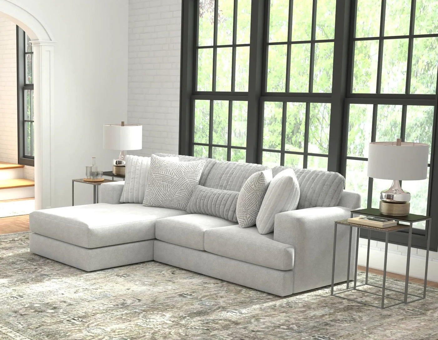 Logan - Upholstered Sectional With Comfort Coil Seating And Accent Pillows Included by Unique Piece Furniture