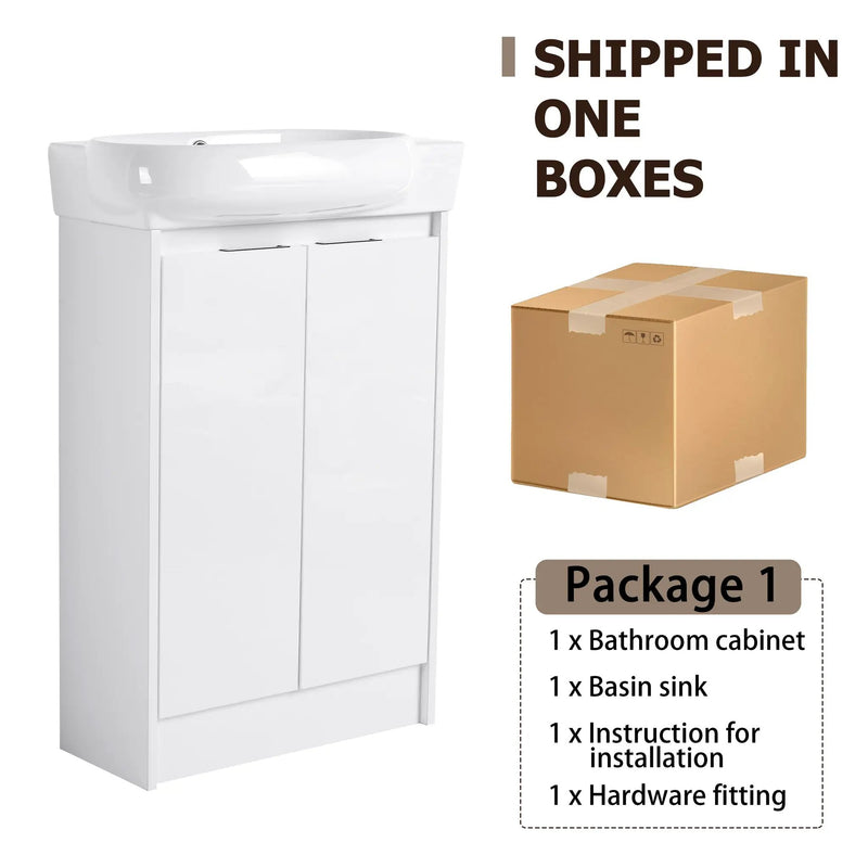 23" Freestanding Bathroom Vanity with Sink and Storage Rack by HouseOfZazla