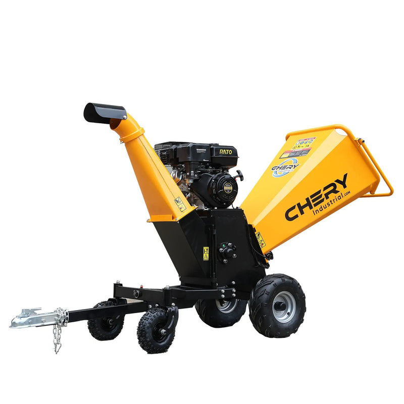 6'' 420Cc 15Hp Pull Start Gas Powered 4 - Wheels Chipper Shredder Mulcher With Towbar / Stop Bar - Yellow by HouseOfZazla