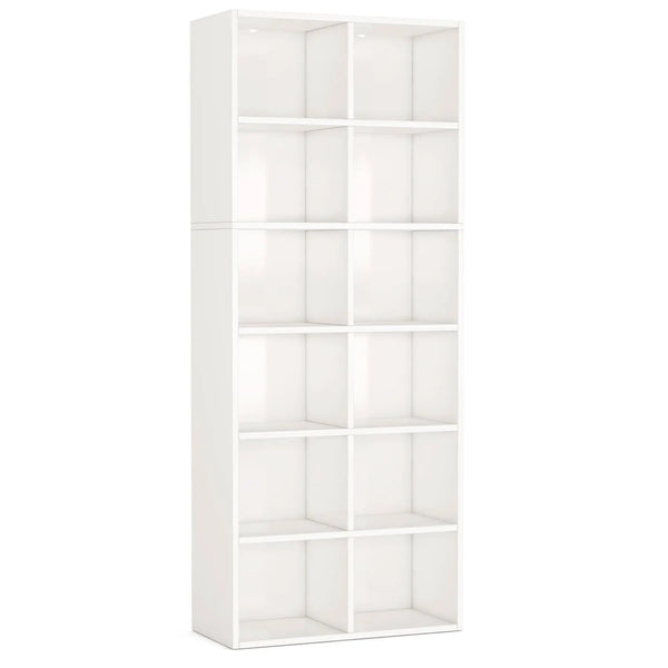 Narrow 12 Cube Bookcase With Closed Back For Living Room - White