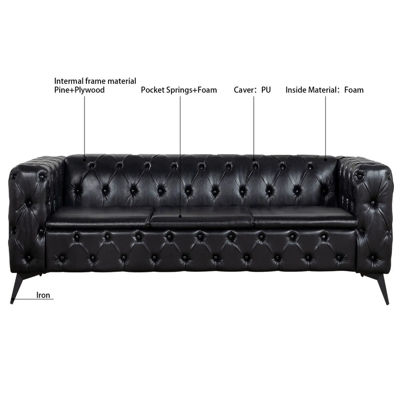 Square Arm Removable Cushion 3 Seater Sofa by HouseOfZazla