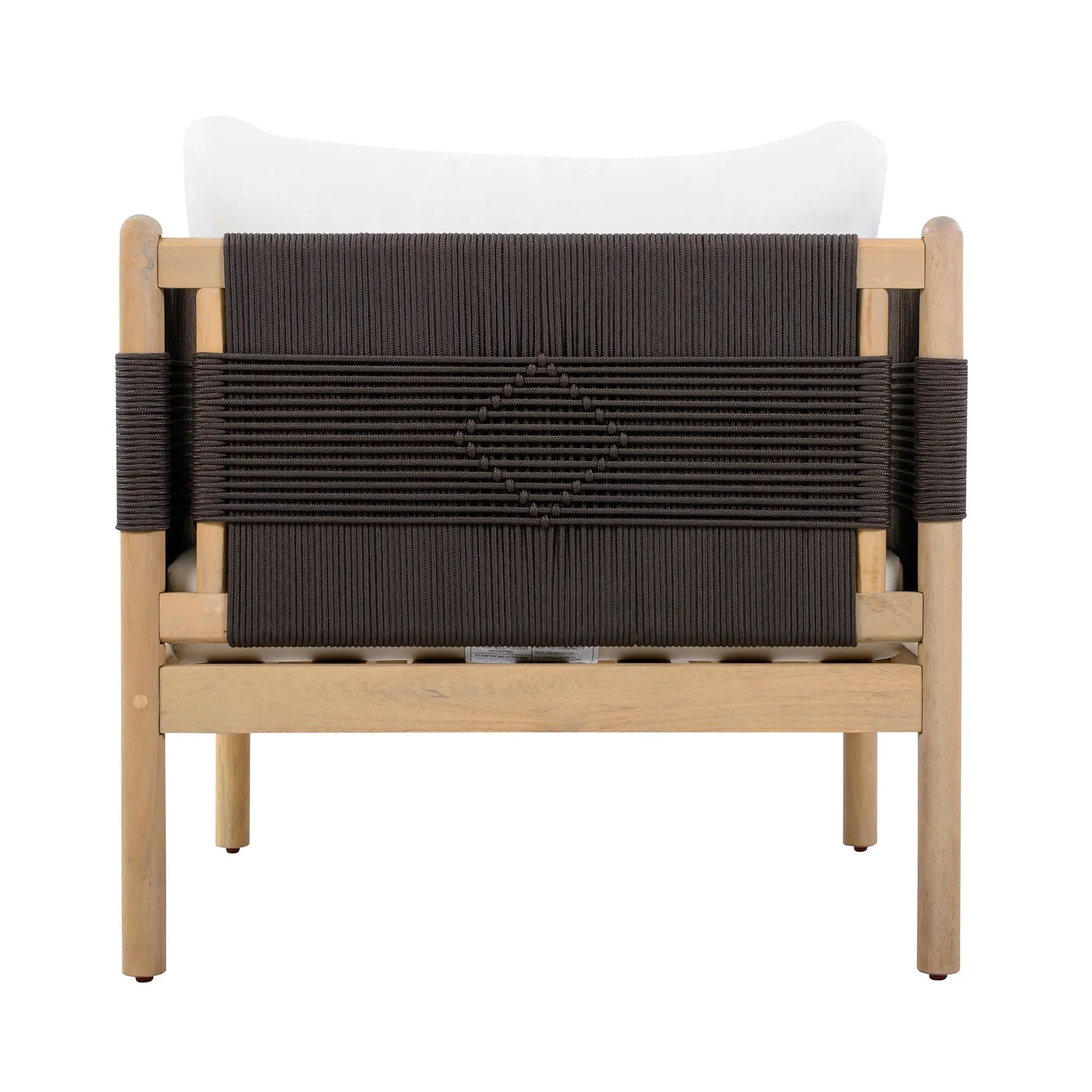Outdoor Acacia Club Chairs (Set of 2) with Diamond-Pattern Black Rope, Light Teak Finish by HouseOfZazla