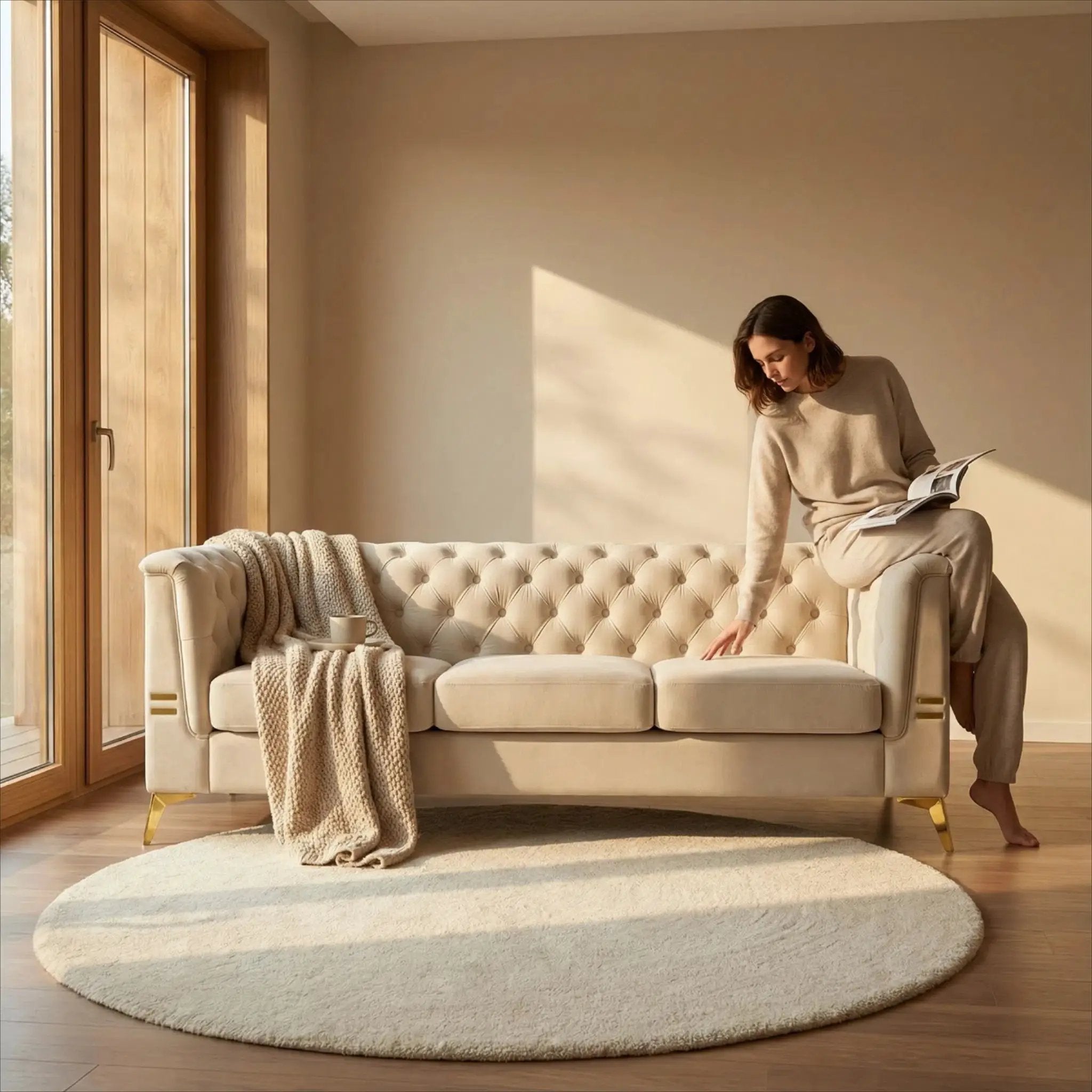 Contemporary Velvet Sofa With 2 Pillows by HouseOfZazla