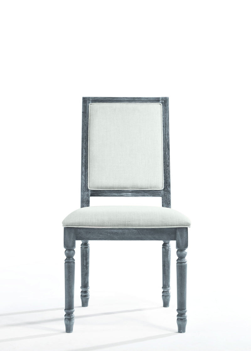 Weathered Side Chair with Cream Linen Upholstery - Cream / Gray, photo 4 of 6