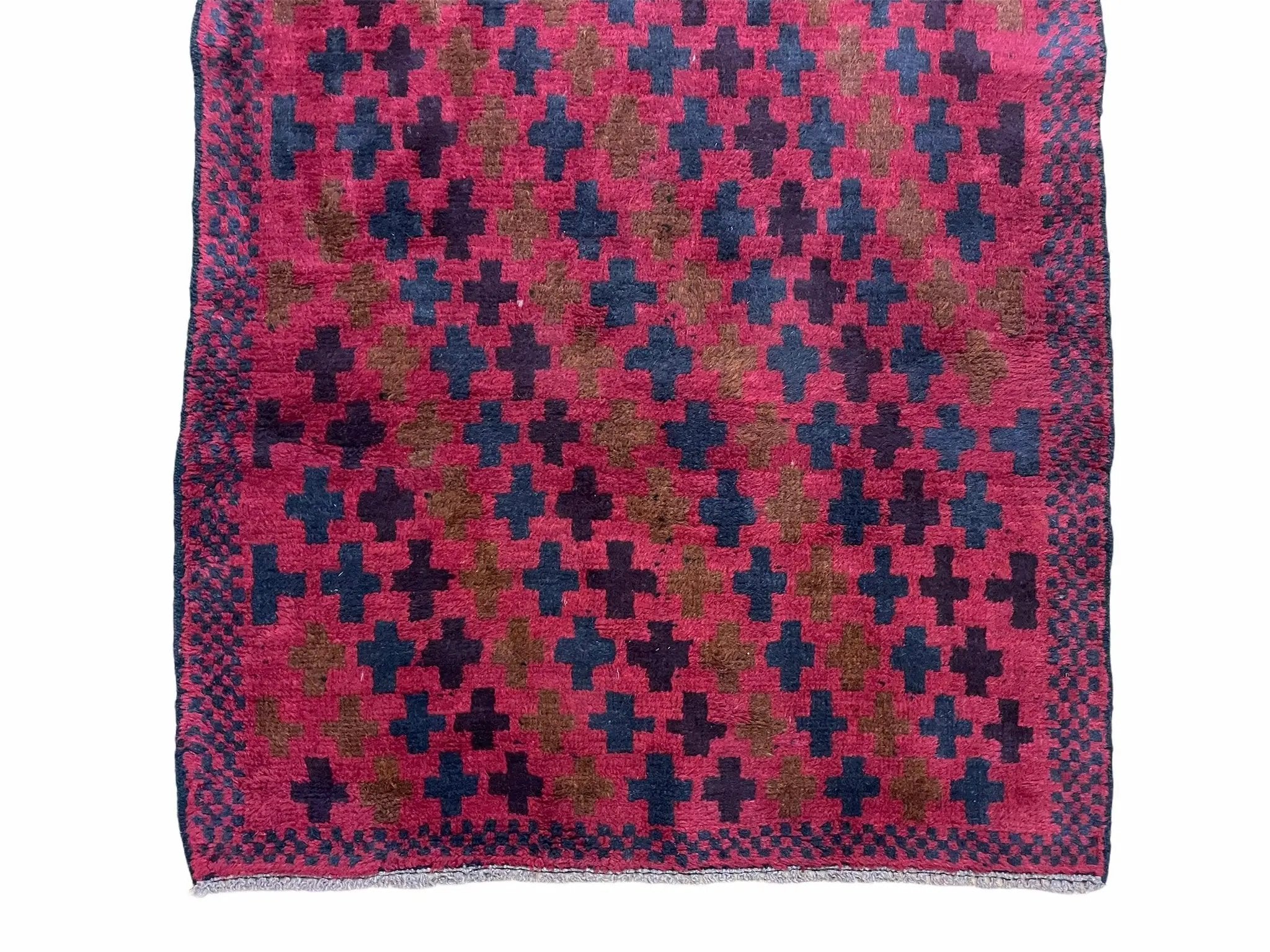 2' 10" X 4'8" Vintage Handmade Tribal Wool Rug Balouchi Rug Afghan Rug Red Beige by Jewel Rugs