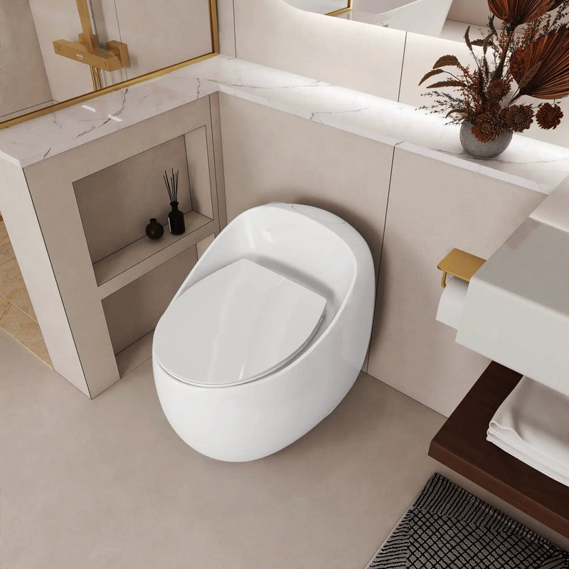 Modern Egg Shape Toilet 1.28 Gpf Single Flush Ceramic by HouseOfZazla