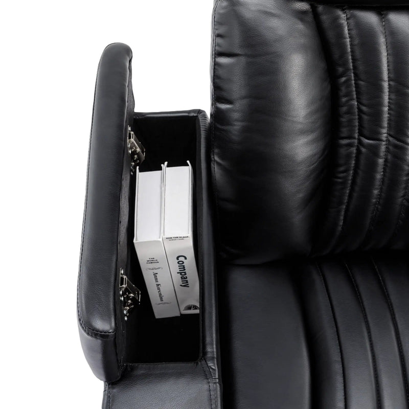 270° Power Swivel Recliner Home Theater Chair With Hidden Arm Storage, LED Light, Cup Holder, And Tray Table by HouseOfZazla
