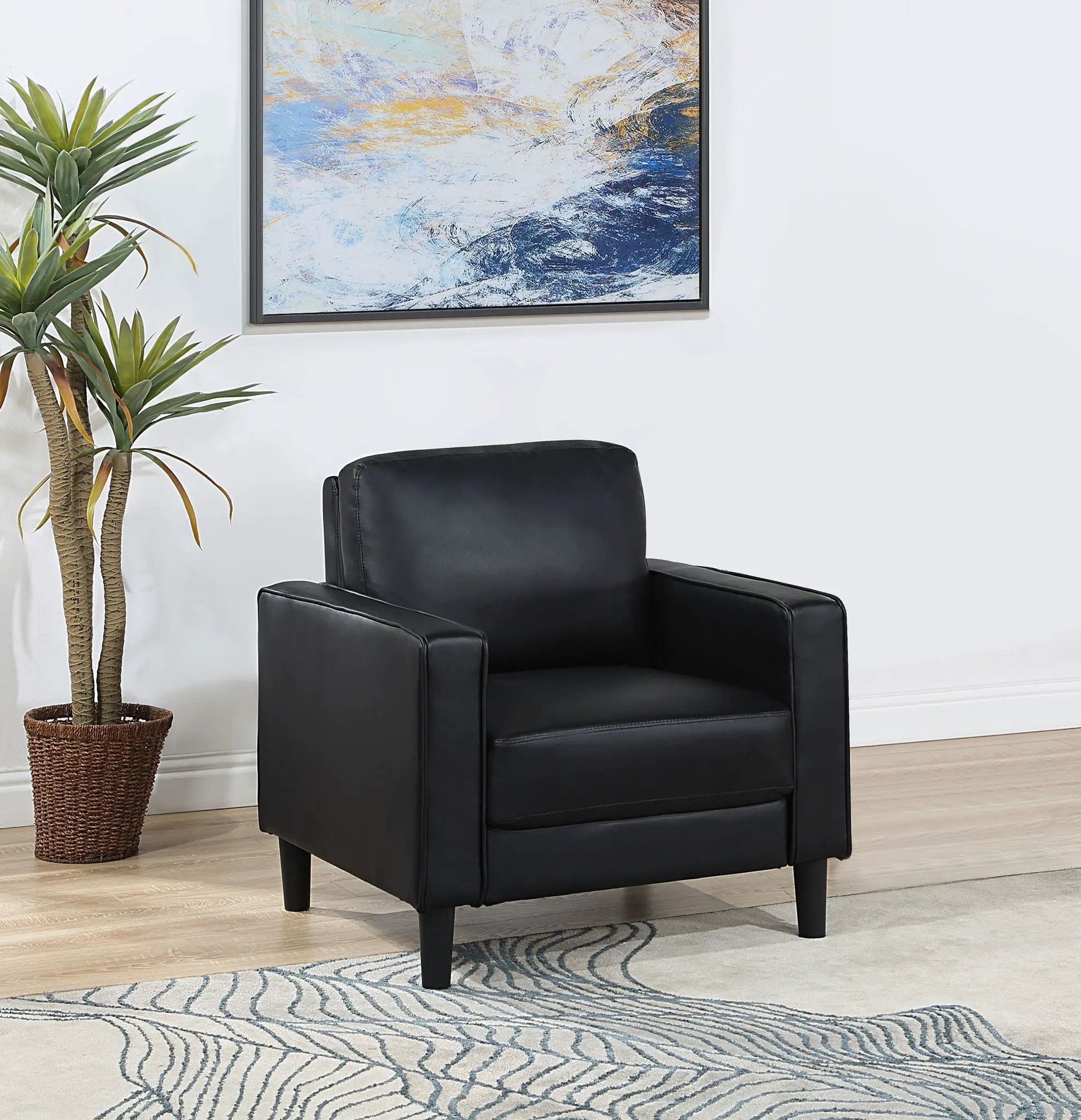 Ruth Upholstered Track Arm Accent Chair Black by Unique Piece Furniture