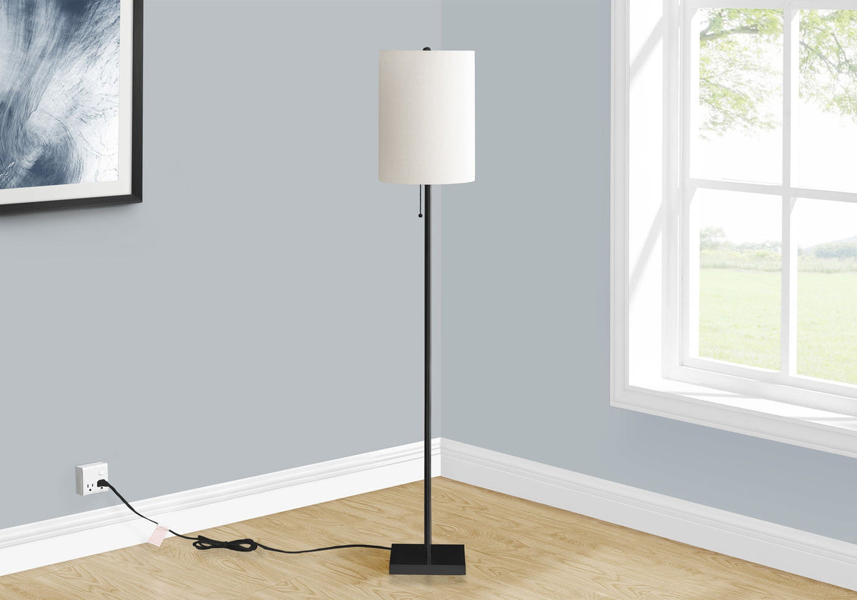 Brass Metal Floor Lamp with Drum Fabric Shade - Black or Gold, photo 6 of 8