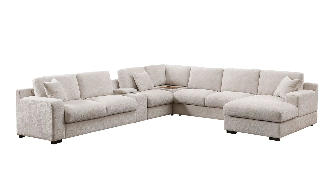 Celine - Fabric Corner Sectional Sofa With Right-Facing Chaise, Cupholders, And Charging Ports by Unique Piece Furniture