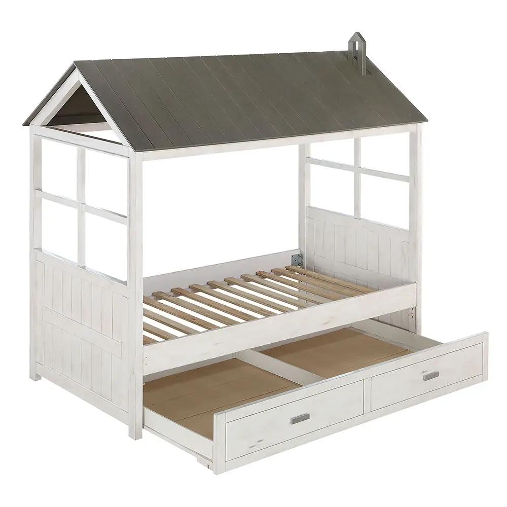 Tree House II - Twin Bed - Weathered White & Washed Gray by Unique Piece Furniture