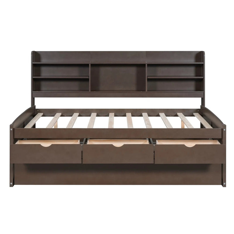 Captain Bed With Built In Bookshelves, 3 Storage Drawers, And Trundle by HouseOfZazla