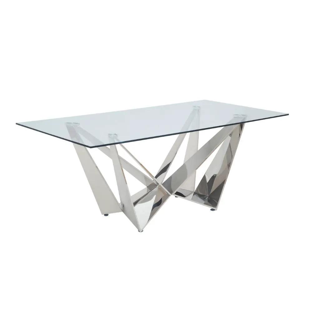 Dekel - Dining Table - Clear Glass Top & Stainless Steel by Unique Piece Furniture