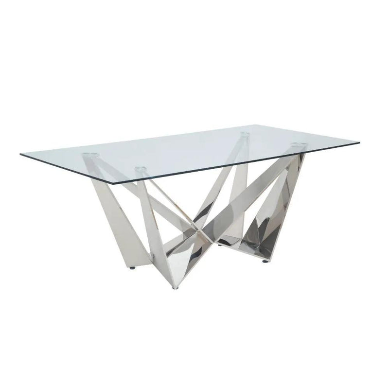 Dekel - Dining Table - Clear Glass Top & Stainless Steel by Unique Piece Furniture