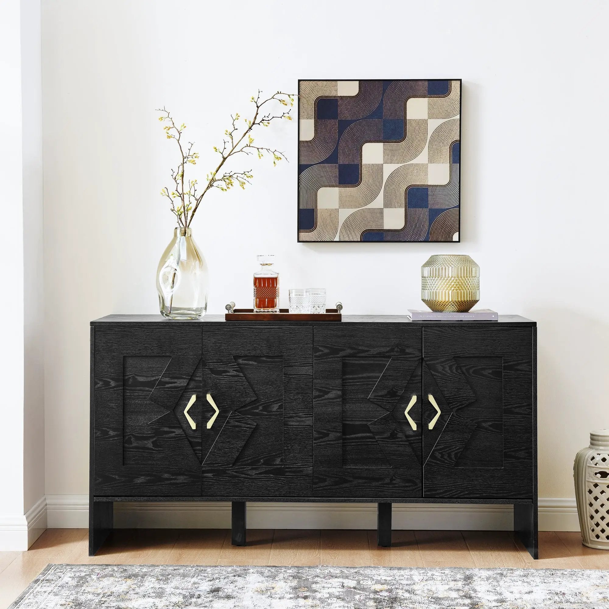 60" Mid Century Modern Sideboard Buffet Cabinet with Storage by HouseOfZazla