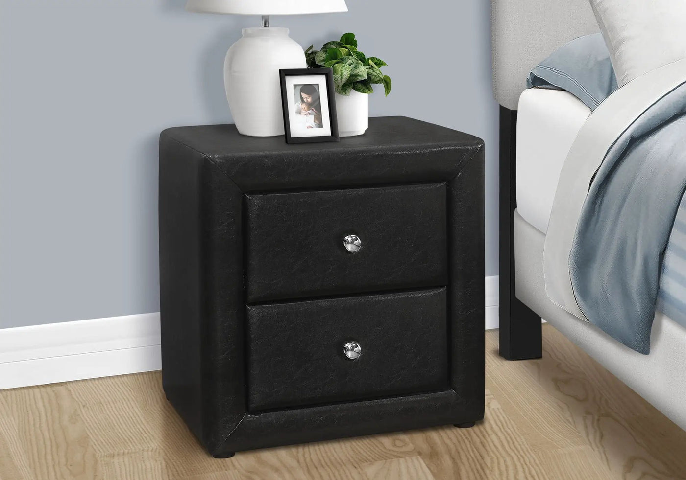 Nightstand, Storage Drawer Versatile Use, Upholstered, Transitional by Unique Piece Furniture