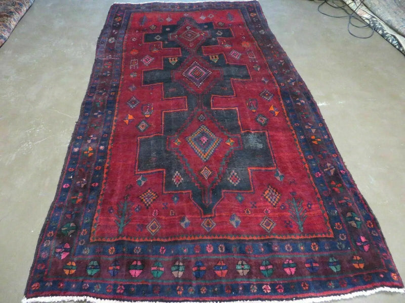 4' X 8' Antique Handmade India Geometric Oriental Wool Rug Veg Dyes Nice by Jewel Rugs