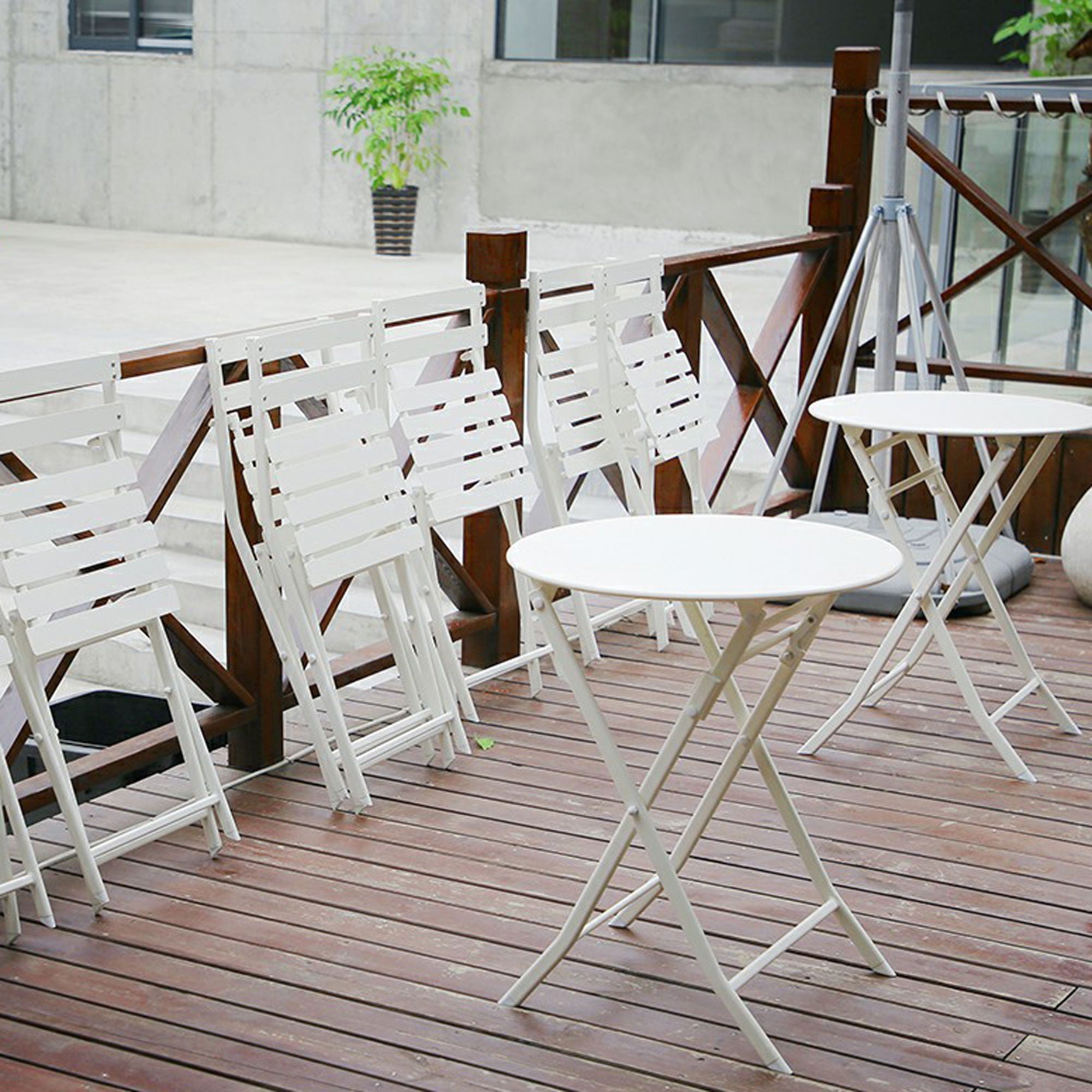 3 Piece Patio Bistro Set Of Foldable Round Table And Chairs by HouseOfZazla