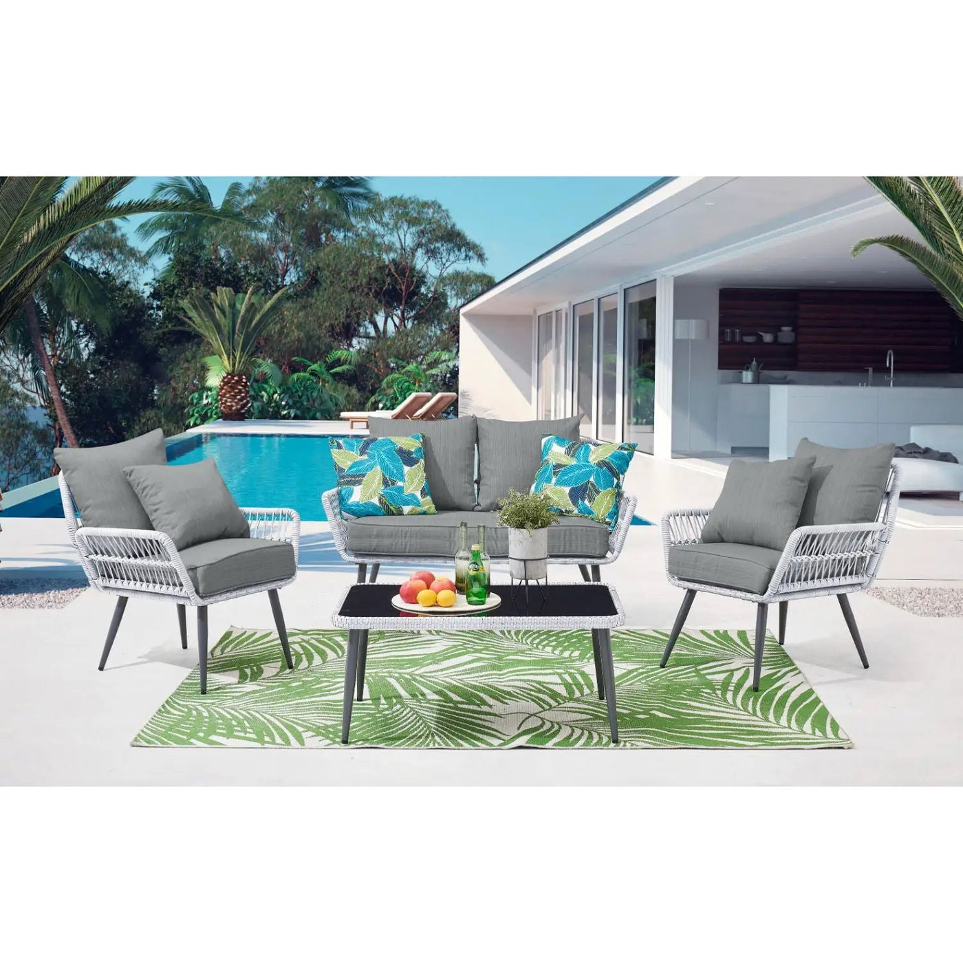 Portofino - 4 Piece Outdoor Conversation Set by HouseOfZazla