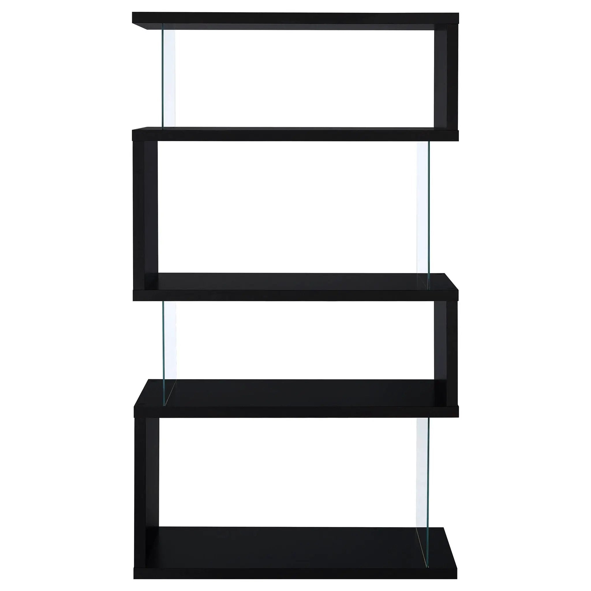 Emelle 63-inch 4-shelf Glass Panel Bookshelf Black by Unique Piece Furniture