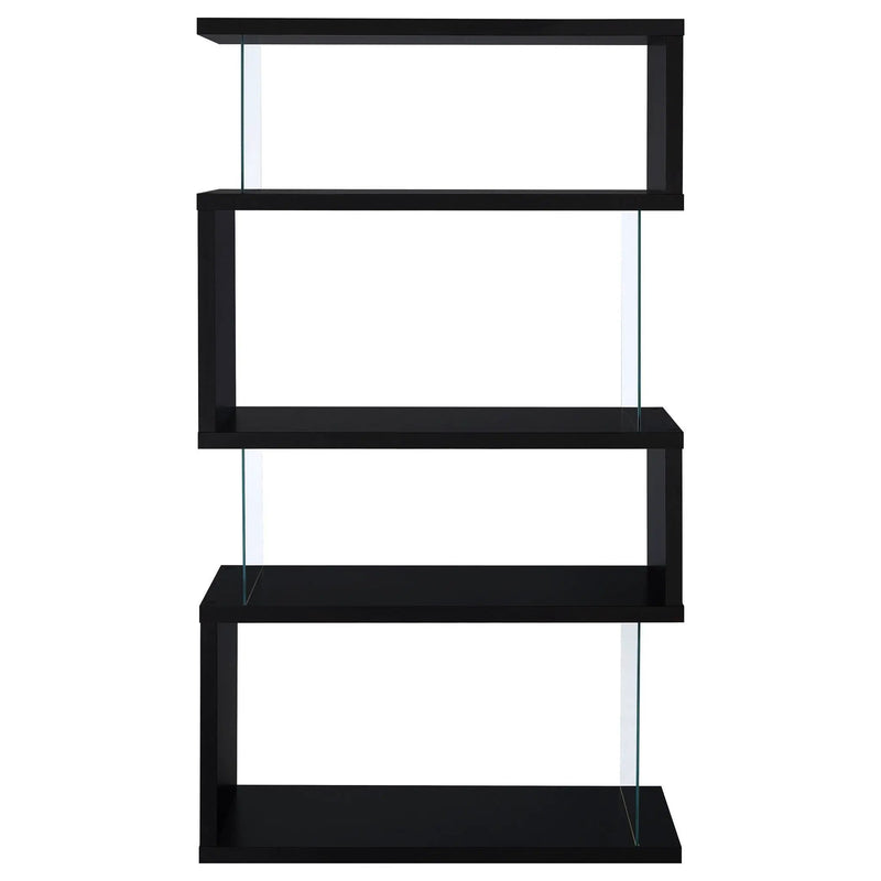 Emelle 63-inch 4-shelf Glass Panel Bookshelf Black by Unique Piece Furniture