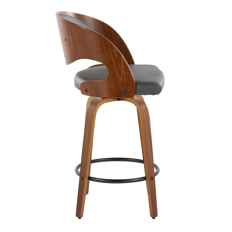 Pino - Mid Century Modern Fixed Height Barstool With Swivel With Round Footrest (Set of 2) by Unique Piece Furniture