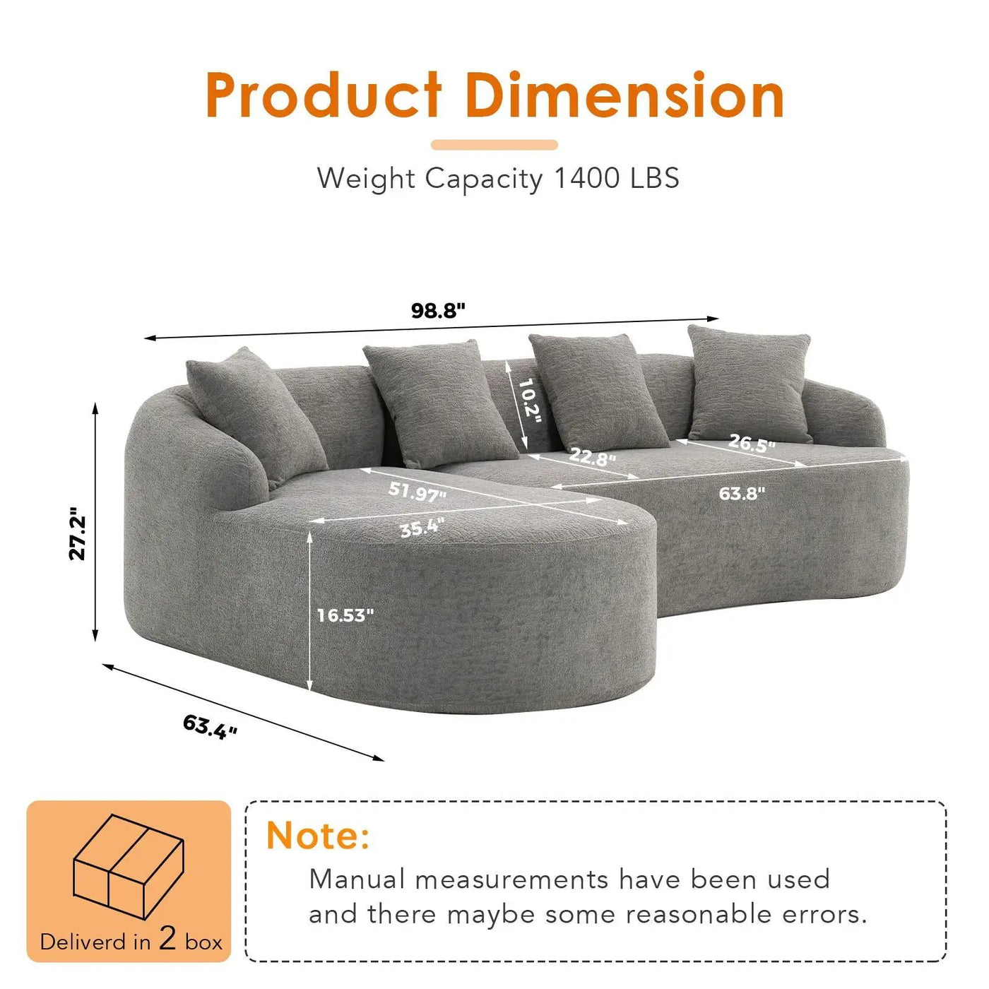 Combined Sofa With 4 Pillows by HouseOfZazla
