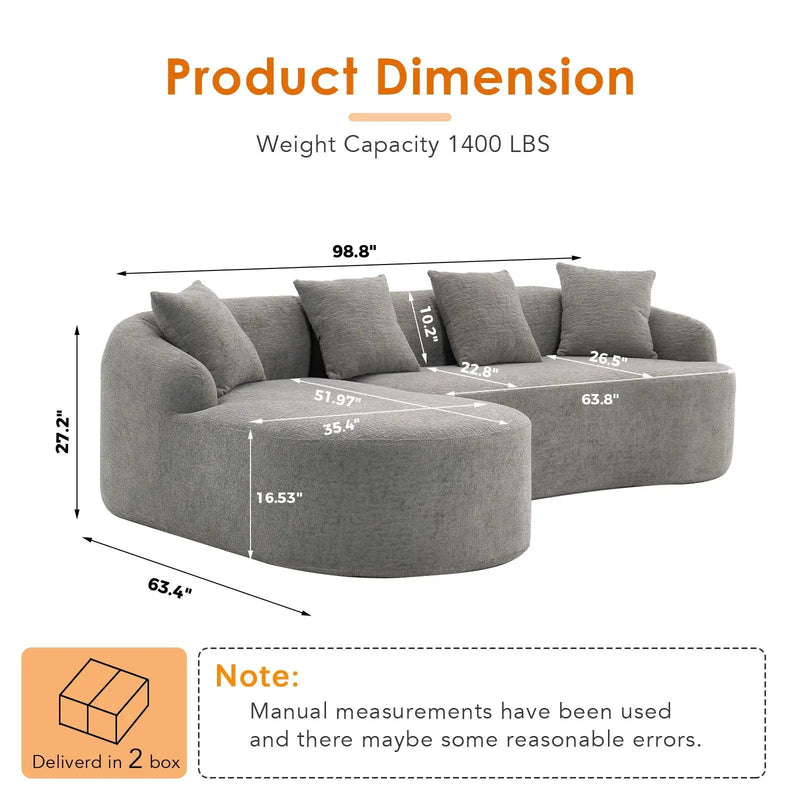 Combined Sofa With 4 Pillows by Unique Piece Furniture