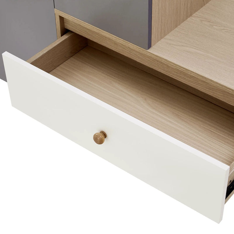 Modern Multi Functional Shoe Storage Bench & Cabinets With Adjustable Shelves - Gray / Natural Wood / White by HouseOfZazla