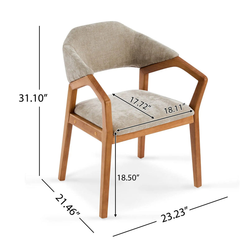 Indoor Upholstered Dining Chair Set of 2 - Oatmeal / Teak by HouseOfZazla