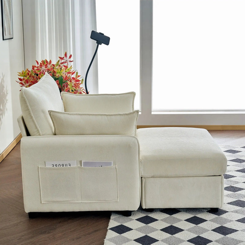 Comfy Oversized Chaise Lounge Chair With Ottoman And Storage by HouseOfZazla