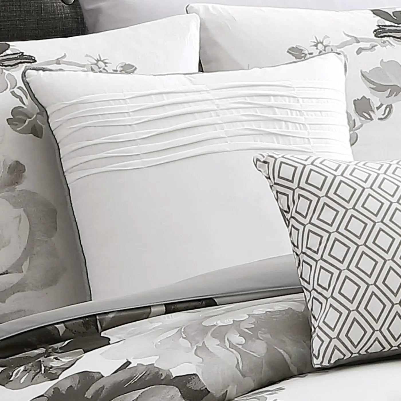Ridgely 7 Pc Watercolor Black and White Floral Comforter Set by HouseOfZazla