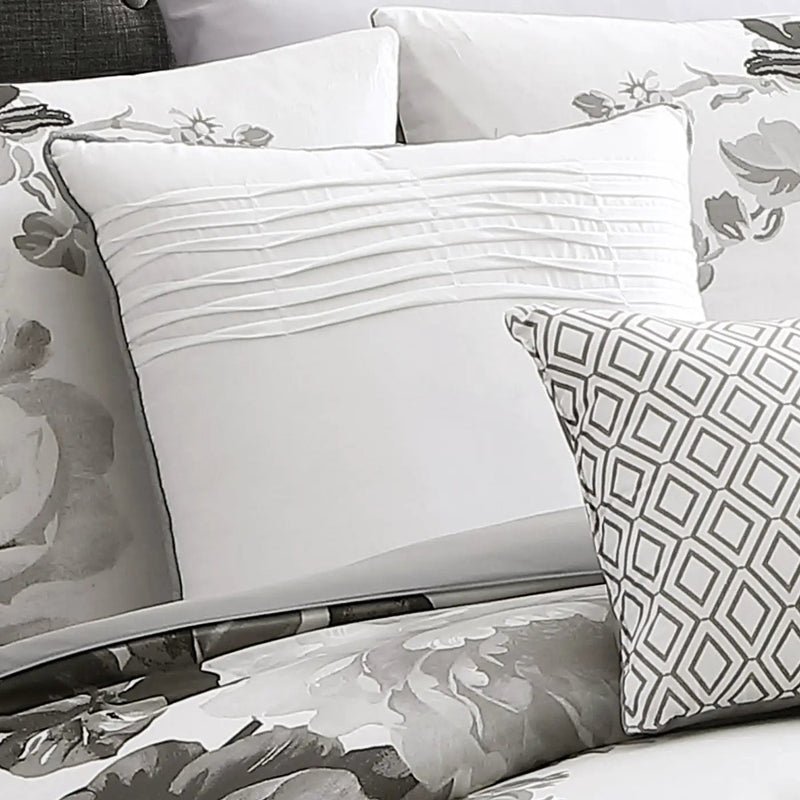Ridgely 7 Pc Watercolor Black and White Floral Comforter Set by HouseOfZazla