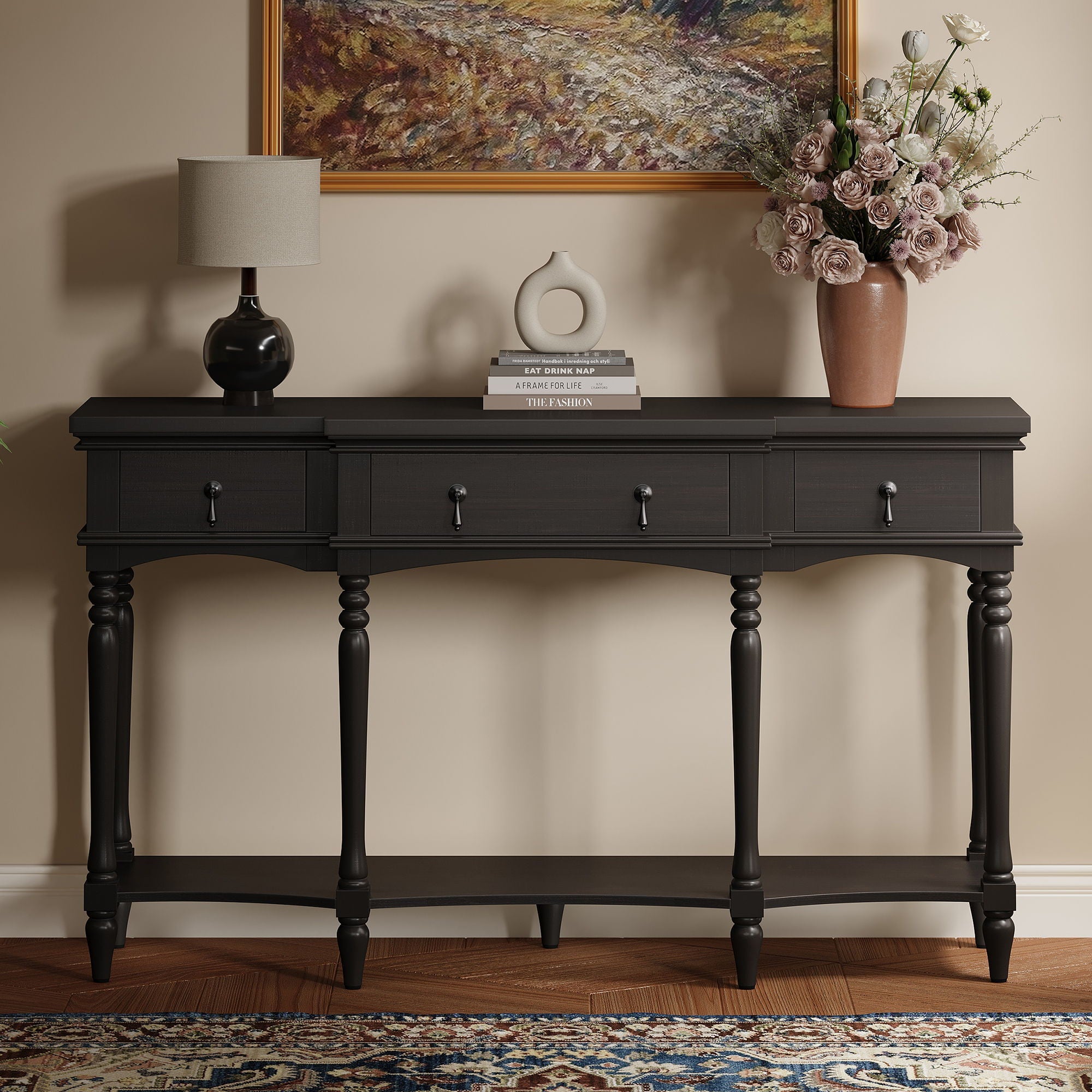 Retro Console Table With 3 Soft Close Drawers by HouseOfZazla